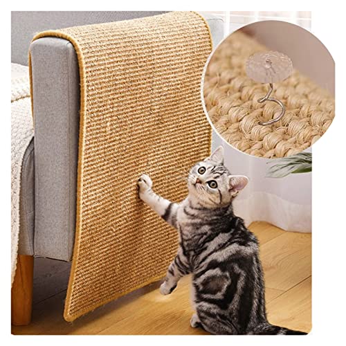 Bambusteppich 2 PCS natürlichen Sisal Katze Kratzmatte, Horizontal Boden Katze Kratzt Pads Teppich, Anti-Rutsch-Katzenkratzmatte schützen Teppiche und Sofas (Color : W x L, Size : 60x90cm/23.6x35.4i von HAIXHX