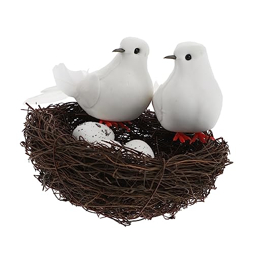 HAKIDZEL 1 Satz Weiße Tauben Modell vogelnest schmuck Simulationsvogel Vogelnest Foto Requisiten weißes weihnachtsbaumdeko weihnachtbaumsdeko Weihnachtsnest Brutnest der Vögel Schaum von HAKIDZEL