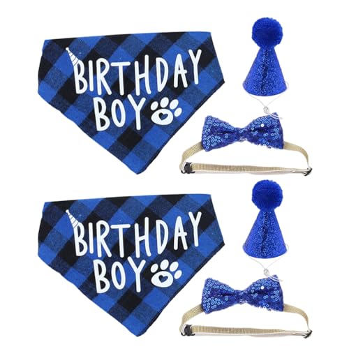 HAKIDZEL 2er-Set Partyzubehör für Katzengeburtstage, Katzen-Outfits, Kätzchen-Bandanas mit Hut, Fliege, Bandanas für Kätzchen, Haustier-Geburtstagsdekorationen, Blau HAKIDZEL 2er-Set Partyzubehör für Katzengeburtstage, Katzen-Outfits, Kätzchen-Bandanas mit Hut, Fliege, Bandanas für Kätzchen, Haustier-Geburtstagsdekorationen, Blau von HAKIDZEL