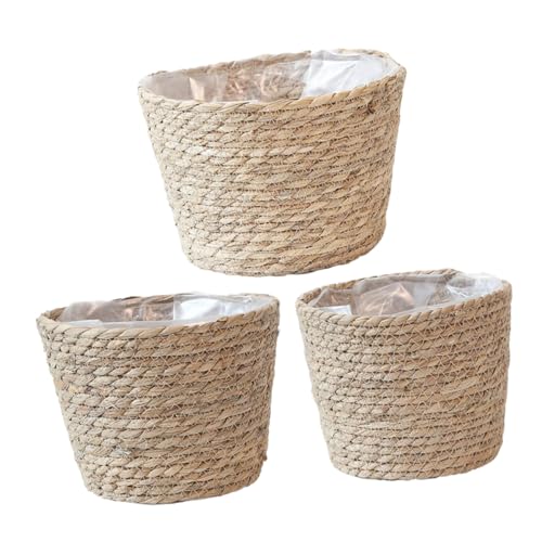 HAKIDZEL 3 Stücke Futter Gras Blumenkorb Desktop Pflanzenkorb Gewebter Korb Pflanzer Badezimmer Wäschekorb HAKIDZEL 3 Stücke Futter Gras Blumenkorb Desktop Pflanzenkorb Gewebter Korb Pflanzer Badezimmer Wäschekorb von HAKIDZEL