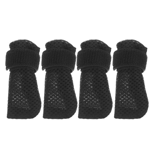 HAKIDZEL 4 Stück Katzenpfotenschutz-Schuhe, rutschfeste Hunde-Badestiefel, leicht, Kratzfest, Katzenfäustlinge zum Krallenschneiden und zur Fellpflege, Schwarz, M von HAKIDZEL