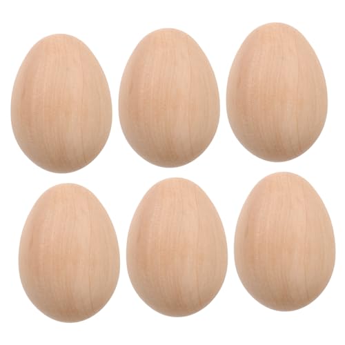 HAKIDZEL 6st Lebensechte Eier Unvollendete Eier Ostern DIY Dekoeier Unbemalte Ostereier Eierkugeln Aus Holz Holzeier Zum Basteln Ostereier Bastelset Kind Zubehör Superrealistisch Hölzern von HAKIDZEL