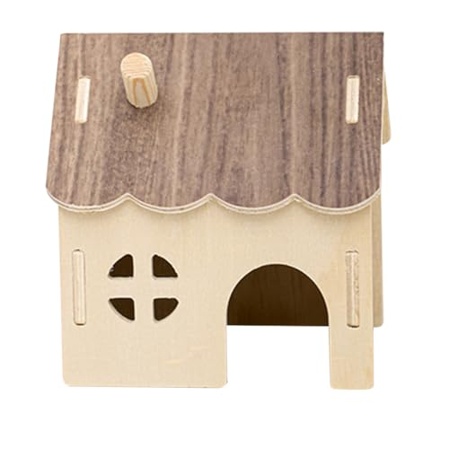 HAKIDZEL Hamsterversteck aus Holz: Holz-Meerschweinchen-Unterschlupf, Versteckhütte für Hamster, Igel, Mäuse von HAKIDZEL