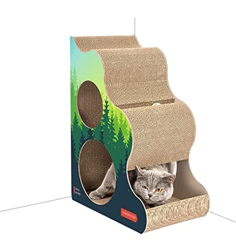 Kratzbrett Kratzpappe Cat Scratcher Katzenkratzunterlage Sparen Sie Platz An Der Ecke Katzenkratzer Mit Zwei Löchern Und Glockenkugel, Strapazierfähiger Karton Kratzmatte Kratzbrett Katze (Color : Gr von HALAHAI