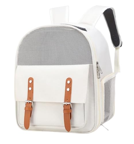 Transportbox Katze Transporttasche Katze Tragbare Haustierkatzentasche, Waschbarer Katzenrucksack, Reisetasche, Faltbare Tasche Katzen Transportbox Katzenbox (Color : White, Size : 39 * 32 * 25cm) von HALAHAI