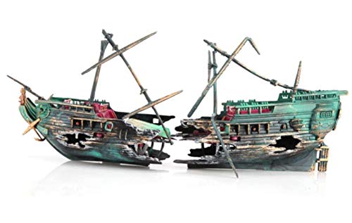 HALAWAKA Aquarium-Ornamente aus Kunstharz, Piratenschiff, Dekoration für Aquarien von HALAWAKA