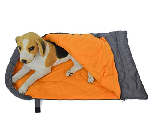 HALAWAKA Wasserdichter Hundeschlafsack Haustierbett Rucksack Warm mit tragbarer Aufbewahrungstasche für Reisen Camping 114,8 x 73,7 cm (Orange) von HALAWAKA