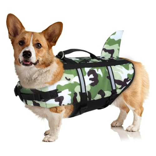 Schwimmweste für Hunde, mehrfarbig, Camouflage, professionelle Haustier-Schwimm-Trainingskleidung mit Hebehilfegriff, verstellbarer Hunde-Badeanzug von HALAWAKA