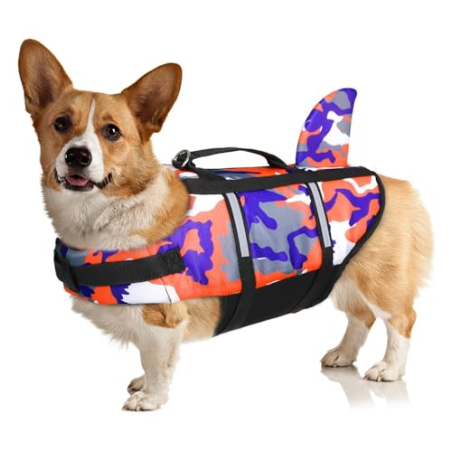 Schwimmweste für Hunde, mehrfarbig, Camouflage, professionelle Haustier-Schwimm-Trainingskleidung mit Hebehilfegriff, verstellbarer Hunde-Badeanzug Schwimmweste für Hunde, mehrfarbig, Camouflage, professionelle Haustier-Schwimm-Trainingskleidung mit Hebehilfegriff, verstellbarer Hunde-Badeanzug von HALAWAKA