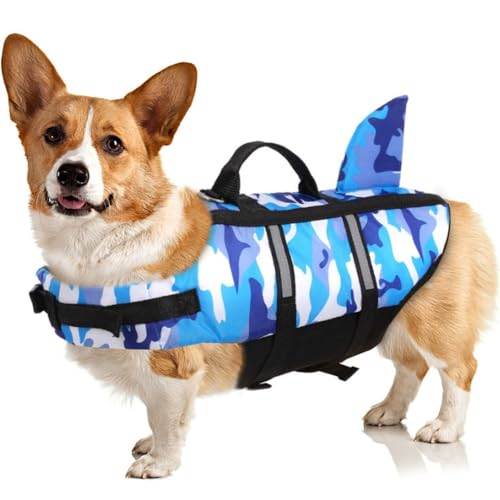 Schwimmweste für Hunde, mehrfarbig, Camouflage, professionelle Haustier-Schwimm-Trainingskleidung mit Hebehilfegriff, verstellbarer Hunde-Badeanzug von HALAWAKA