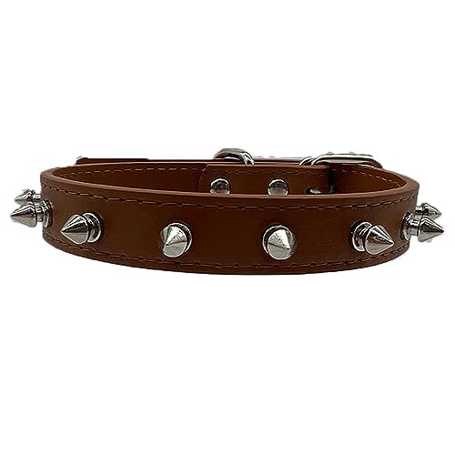 HALFSUMO Hundehalsband Leder Halsband Hund Lederhalsband Hund Verstellbar Halsband für Kleine Mittelgroße Große Hunde Braun L von HALFSUMO