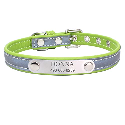 HALFSUMO Hundehalsband mit Name Hundehalsband Leder Lederreflektierendes Anpassbare Hundehalsbänder Geeignet für Große Mittlere und kleine Hunde (Grün XS) R1 von HALFSUMO