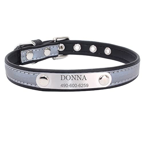 HALFSUMO Hundehalsband mit Name Hundehalsband Leder Lederreflektierendes Anpassbare Hundehalsbänder Geeignet für Große Mittlere und kleine Hunde (Schwarz XS) R1 von HALFSUMO