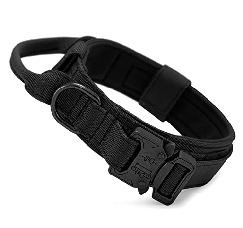 Hundehalsband Taktisch Verstellbar mit Kontrollgriff, aus Nylon, Gepolstert, Metallschnalle, Hundehalsbänder für Mittlere Große Hunde Jagd Training Freizeit Outdoor Schwarz L BL20 Hundehalsband Taktisch Verstellbar mit Kontrollgriff, aus Nylon, Gepolstert, Metallschnalle, Hundehalsbänder für Mittlere Große Hunde Jagd Training Freizeit Outdoor Schwarz L BL20 von HALFSUMO