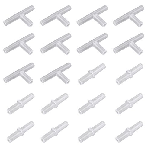 HALJIA Luftschlauchverbinder für Aquarien, 4 mm, Kunststoff, T- und I-Typ, transparent, 20 Stück HALJIA Luftschlauchverbinder für Aquarien, 4 mm, Kunststoff, T- und I-Typ, transparent, 20 Stück von HALJIA