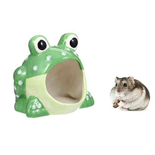 Hamster Versteck Keramik Hamster Haus Frosch Form Chinchilla Kühlung Rennmaus Haus Kleintier Dekoration Käfig Zubehör von HALONTIN