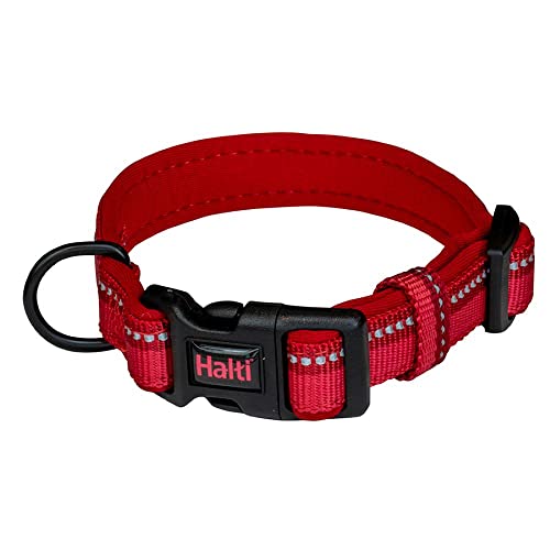 HALTI Komforthalsband - Hundehalsband mit Neoprenpolsterung, 3M-Reflektorgewebe und verstellbarer Riemen. Geeignet für kleine Hunde und Welpen (Größe S, Rot) von Company of Animals