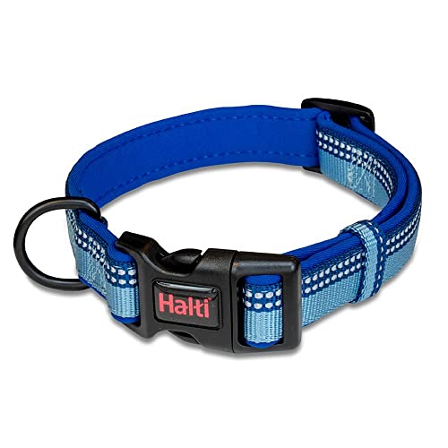 HALTI Komforthalsband - Hundehalsband mit Neoprenpolsterung, 3M-Reflektorgewebe und verstellbarer Riemen. Geeignet für kleine Hunde und Welpen (Größe XS, Blau) von Company of Animals