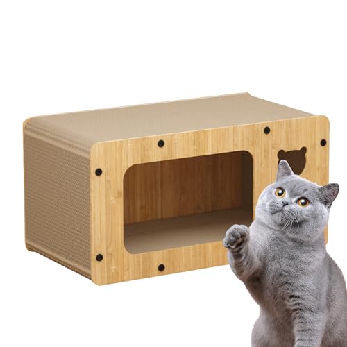 Scratch-Lounge-Bett, Starke Krallenschärfer für Katzen, Kratzboxen, Hautfreundliches Katzenkratzhaus aus Holz. Effektives Katzenhaus aus Pappe mit Kratzbaum für Katzen Hamil von HAMIL