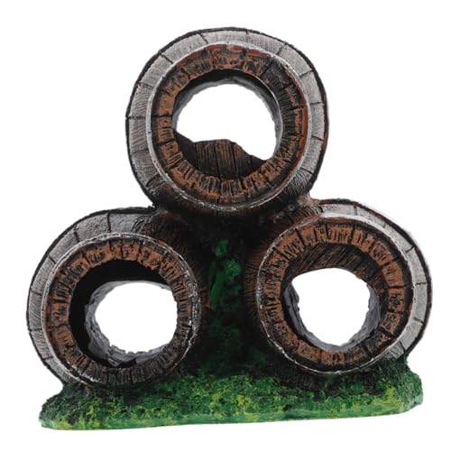 HAMPPLIES Aquarium Deko Holzfass Teilig Realistische Unterwasserverstecke für Garnelen und Fische Verschleißfestes Resin Aquarium Ornament Natürliche Gestaltung Aquarien Zubehör von HAMPPLIES
