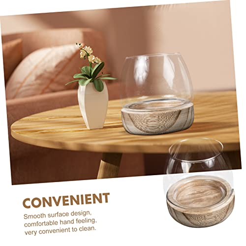 HAMPPLIES Micro Landscape Glasvase mit Holzsockel Runde Öffnung Kleine Hydroponik Flasche für Zuhause Dekoration Transparenter Miniatur Aquarienbehälter Vielseitige Tischdeko HAMPPLIES Micro Landscape Glasvase mit Holzsockel Runde Öffnung Kleine Hydroponik Flasche für Zuhause Dekoration Transparenter Miniatur Aquarienbehälter Vielseitige Tischdeko von HAMPPLIES