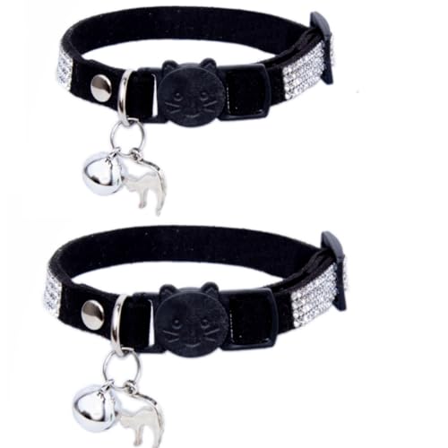 2 Stück Strass Katzenhalsband Breakaway mit Glocke, verstellbares Diamant-Kätzchen-Halsband Schnellverschluss für Mädchen Junge Kätzchen Kaninchen von HAMUSN