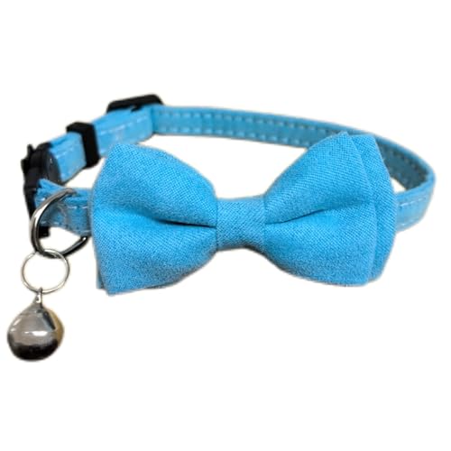 Katzenhalsband mit Fliege und Glöckchen, abnehmbare Fliege, verstellbare Kätzchen-Halsbänder für Mädchen, Jungen, Kätzchen, kleine Haustiere, 17,8 - 27,9 cm, Blau Katzenhalsband mit Fliege und Glöckchen, abnehmbare Fliege, verstellbare Kätzchen-Halsbänder für Mädchen, Jungen, Kätzchen, kleine Haustiere, 17,8 - 27,9 cm, Blau von HAMUSN