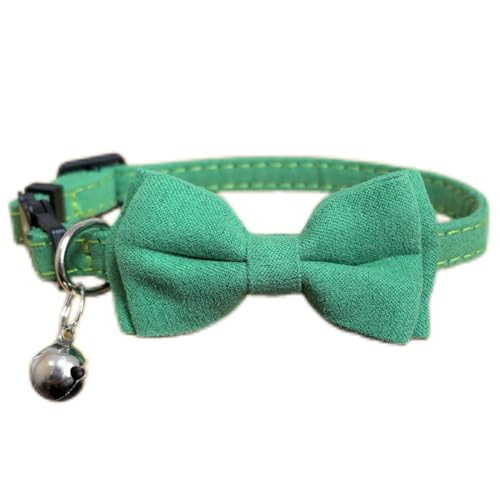 Katzenhalsband mit Fliege und Glöckchen, abnehmbare Fliege, verstellbare Kätzchen-Halsbänder für Mädchen, Jungen, Kätzchen, kleine Haustiere, 17,8 - 27,9 cm, Dunkelgrün Katzenhalsband mit Fliege und Glöckchen, abnehmbare Fliege, verstellbare Kätzchen-Halsbänder für Mädchen, Jungen, Kätzchen, kleine Haustiere, 17,8 - 27,9 cm, Dunkelgrün von HAMUSN