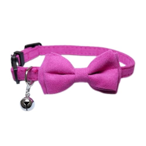 Katzenhalsband mit Fliege und Glöckchen, abnehmbare Fliege, verstellbare Kätzchen-Halsbänder für Mädchen, Jungen, Kätzchen, kleine Haustiere, 17,8 - 27,9 cm, Fuchsienrosa Katzenhalsband mit Fliege und Glöckchen, abnehmbare Fliege, verstellbare Kätzchen-Halsbänder für Mädchen, Jungen, Kätzchen, kleine Haustiere, 17,8 - 27,9 cm, Fuchsienrosa von HAMUSN