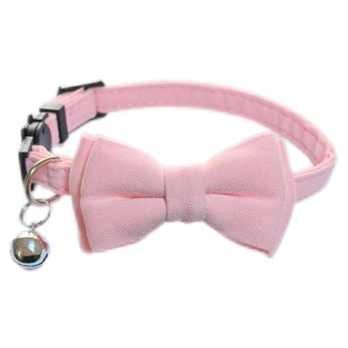 Katzenhalsband mit Fliege und Glöckchen, abnehmbare Fliege, verstellbare Kätzchen-Halsbänder für Mädchen, Jungen, Kätzchen, kleine Haustiere, 17,8 - 27,9 cm, Rosa Katzenhalsband mit Fliege und Glöckchen, abnehmbare Fliege, verstellbare Kätzchen-Halsbänder für Mädchen, Jungen, Kätzchen, kleine Haustiere, 17,8 - 27,9 cm, Rosa von HAMUSN