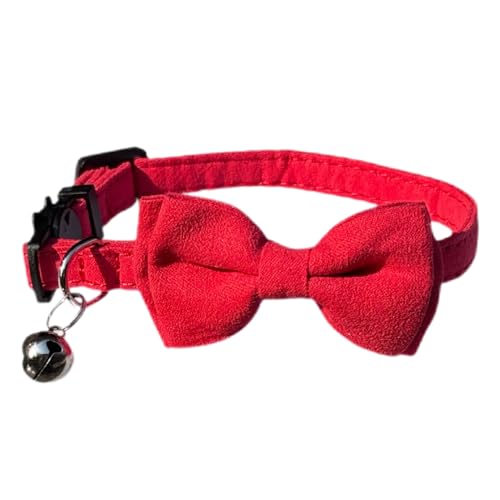 Katzenhalsband mit Fliege und Glöckchen, abnehmbare Fliege, verstellbare Kätzchen-Halsbänder für Mädchen, Jungen, Kätzchen, kleine Haustiere, 17,8 - 27,9 cm, Rot Katzenhalsband mit Fliege und Glöckchen, abnehmbare Fliege, verstellbare Kätzchen-Halsbänder für Mädchen, Jungen, Kätzchen, kleine Haustiere, 17,8 - 27,9 cm, Rot von HAMUSN