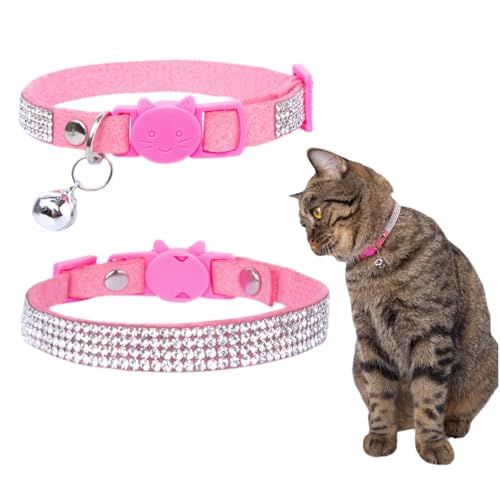 Strass-Katzenhalsband, Sicherheitsschnalle mit Glöckchen, verstellbar, Diamant-Kätzchen-Halsband, Schnellverschluss, für Mädchen, Jungen, Kätzchen, kleine Haustiere, 20,3–27,9 cm, Rosa Strass-Katzenhalsband, Sicherheitsschnalle mit Glöckchen, verstellbar, Diamant-Kätzchen-Halsband, Schnellverschluss, für Mädchen, Jungen, Kätzchen, kleine Haustiere, 20,3–27,9 cm, Rosa von HAMUSN