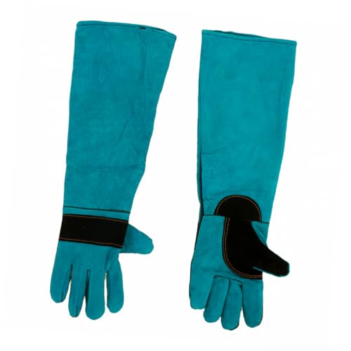 HANABASS 1 Paar Anti-Biss-Handschuhe Katzenhandschuhe zum Kratzen Katzenbadhandschuhe Hundebadhandschuhe Trainingshandschuhe für Katzen und Hunde Hundebeißhandschuhe Rindsleder Himmelblau von HANABASS