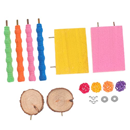 HANABASS Papageien-spielständer 1 Set Vogel-holzpedale Plattform Papageien-spielzeugset Bezauberndes Design Interaktives Vogel-beißspielzeug Zufällige Farbe von HANABASS