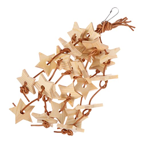 HANABASS Holz Vogel Kauspielzeug Molar Toy Für Papageien Und Nymphensittiche Hängendes Spielzeug Mit Stern-Design Für Käfigvögel Für Spiel Und Gesundheit von HANABASS