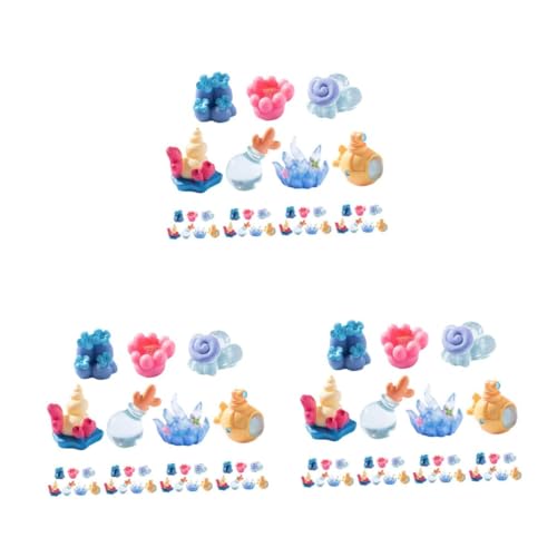 HANABASS 105 Stck. Teiliges Aquarium Deko Miniatur Korallen und Muscheln aus Resin Realistische Fischglas Ornamente mit Kreativem Boot Kleine Tank Ornament für Bunte Unterwasser Landschaft von HANABASS