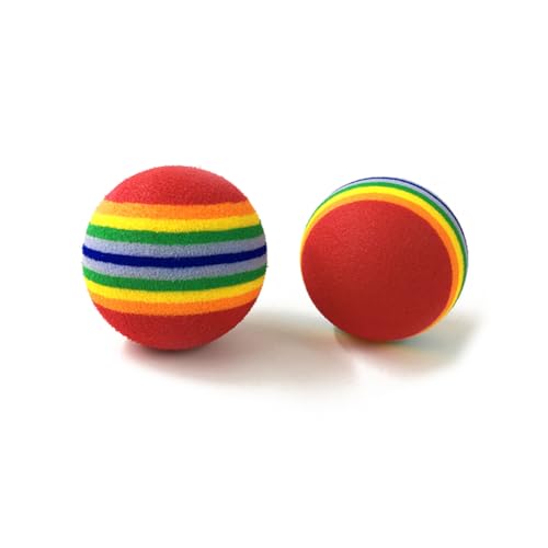 HANABASS 12 Stück Teiliges Eva Hundespielzeug Bunte Rainbow Bälle Langlebig und Leicht Interaktives Beißspielzeug für Welpen Training Apportieren und Zahnpflege Sichtbare Farben für von HANABASS