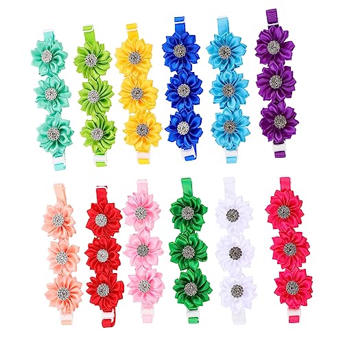 HANABASS 12 Stück Teiliges Hundehalsband mit Fliege und Blumenkranz Verstellbar für Hunde und Katzen für Hochzeiten Partys und Fotoshootings von HANABASS