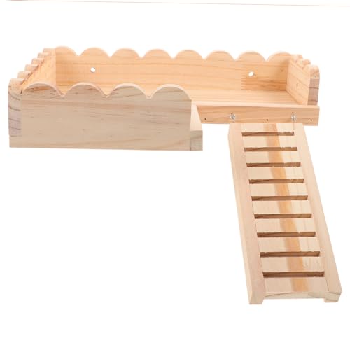 HANABASS Hamster Holzplattform Spielzeug Krabbelleiter Für Kleintiere Hamster Kletterzubehör Große Khaki Plattform Für Ratten Und Meerschweinchen von HANABASS