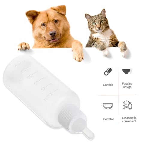 HANABASS 2 Sätze Haustier Milchflasche mit Messmarkierung Sichere Welpen und Katzen Aufzuchtflasche Tragbare Fütterungsflasche für Kleine Hunde und Katzen Praktische Milchflasche für von HANABASS