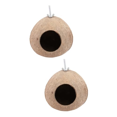 HANABASS 2stücke Coconut Shell Bird Nest Kreatives Vogelhaus Für Garten-Dekoration Nistkasten Für Kleine Vögel Natürliches Und Stilvolles Design Schützt Vor Kälte Und Regen Für von HANABASS