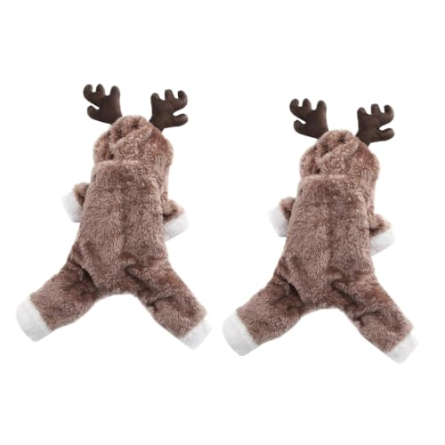 HANABASS 2 Stück Doppelter Winter Hundemantel XL Warmes Hundesweatshirt mit Kapuze Verdickte Hundejacke mit Elchmotiv Bequeme Hundebekleidung für Outdoor und Joggen von HANABASS