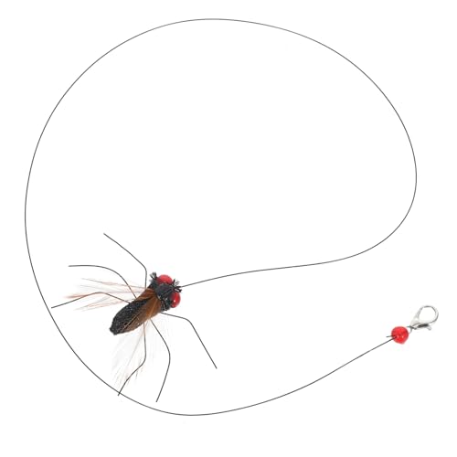 HANABASS 2 Stück Interaktive Katzenangel Ersatzköpfe mit Realistischen Insekten für Drinnen Lange Schnur Spielverhalten und Pet Enrichment von HANABASS