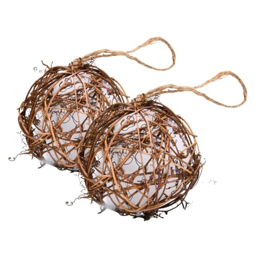 HANABASS 2stücke Kauspielzeug Für Vögel Aus Rattanbällen Hängendes Papageienspielzeug Vogelkäfig-Unterhaltung Robustes Beißen-Spielzeug Für Papageien von HANABASS