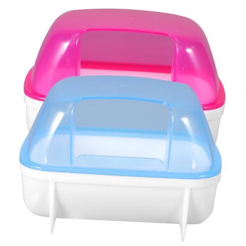 HANABASS Hamster Sandbadezimmer 2 Stück Chinchilla Sandbad Haus Abnehmbarer Kunststoff Behälter für Kleine Haustiere Halbtransparent Tragbar für Zuhause und Reisen von HANABASS