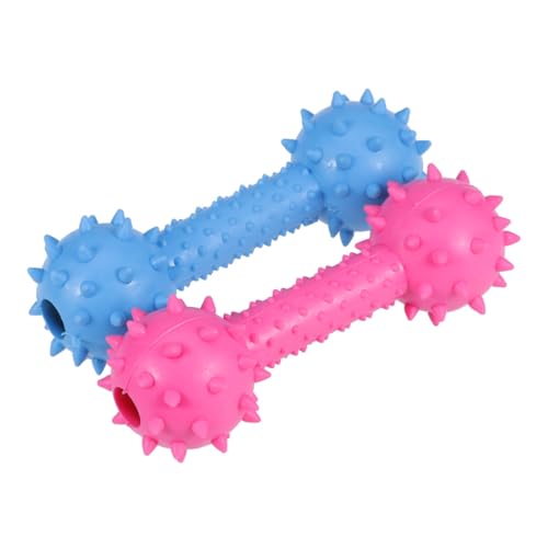 HANABASS 2 Stück Teiliges Hundespielzeug aus Sicherem Gummi Interaktives Kauspielzeug mit Zahnpflegeoberfläche Geräuschvolle Hantel für Beißende Hunde und Katzen Blau Rosa Fördert Bewegung von HANABASS