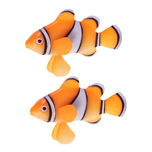 HANABASS 2 Stück Teiliges Schwimmende Silikon Clownfisch Deko Künstliche Aquarium Fische mit Lebensechter Textur Farbbrillante Pflegeleichte Fischfiguren für Lebendige Unterwasserlandschaft von HANABASS
