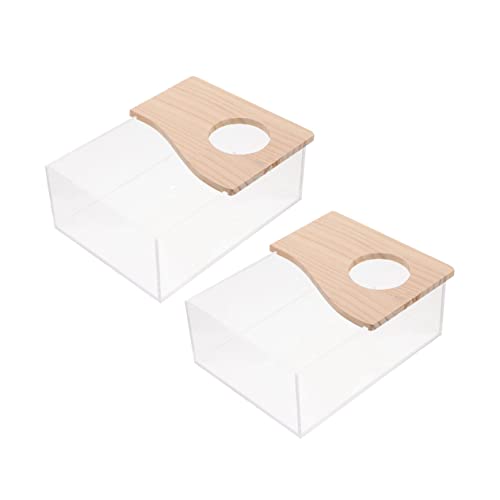 HANABASS 2 Stück Transparente Hamster Badewanne Sandbad Container für Kleintiere Multifunktional als Toilette oder Sandbad Leicht zu Reinigen Sicher und Praktisch von HANABASS