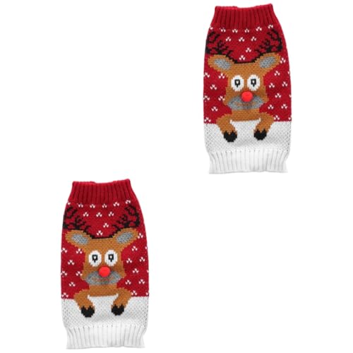 HANABASS 2 Stück Weihnachtlicher Hundepullover Rentier Design Weicher Strickpullover für Kleine Hunde Warm Bequem für Festtagskostüm und Outdoor Aktivitäten von HANABASS
