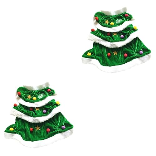 HANABASS 2 Stück Weihnachtliches Hundekostüm XXL Weihnachtsbaumform Warmes Pet Hoodie Kleid Grün für Party und Cosplay Bequem und Kuschelig für Festliche Fotoshootings von HANABASS
